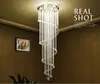 Moderna LED Crystal Chandeliers Trappor Ljus Lampor Kristall Hängsmycke Belysningsarmaturer Matsal Inomhus Hem Deco Lamfarmatur