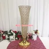 60CM 24inch European style metal Crystal Flower Vase Ostrich Feather Plume holder gold silver Wedding center pieces party table decor