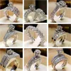 Hot 9 Estilo Anéis De Cristal De Diamante Anéis De Zircônia Cúbica Conjunto De Anel De Casamento Coroa Moda Anéis De Cor Prata Jóias Presente Do Amante