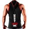 New Bodybuilding Stringer Tank Top with hooded Mens Gyms Clothing Fitness Mens Sleeveless Vests Cotton Singlets Muscle Tankops