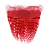 Cabelo humano peruano puro vermelho onda profunda pacotes 3 peças com fechamento frontal 13x4 4 pçs / lote vermelho colorido cabelo ondulado tece com renda fron8108714