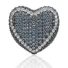 Anello da uomo con cuore d'amore di colore rosso blu Anelli Bling Bling Micro Pave Cubic Zirconia Anello hip-hop con diamanti simulati di lusso placcato oro 14 carati