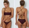 Costume da bagno donna bikini tinta unita bikini crossstrap costume da bagno per donna nuovo costume da bagno con imbottitura costume da bagno sexy tubo seno euroU5853687