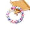 Neue Fimo-Druck Perlenketten Armbänder für Frauen 8-14 mm Blume weiche Keramikperlen Wrap Armreif Mode handgemachte DIY Schmuck
