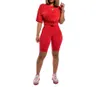 Verão Two-Piece Set Feminino Conjuntos De Correspondência De Neon Outfits Crop Top Mulheres Biker Shorts Conjunto Senhoras Tracksuit Feminino