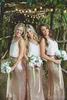 Rose Gold Sequins Bridesmaid Dresses White Chiffon Top Mermaid Skirt Country Wedding Guest Dress Maid of Honor Gown Custom Made