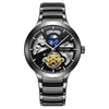 Ny Teise Luxury Men Klockor Automatisk Moon Fas Mekaniska Klockor Självvindande Tourbillon Man Armbandsur Relogio Masculino