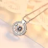 Fashion-Sterling Silver Halsband Hjärtformad Mikroinflytande Swarovski Crystal Drop Pendant