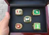5 st 1983 1987 1989 1991 2001 Miami Hurricanes National Championship Ring Set med Trä Display Box Case Fan Gift 2019 Drop Shipping