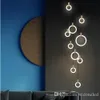 Lustre contemporain en bois LED, anneaux en acrylique, éclairage d'escalier, 3, 5, 6, 7, 10 anneaux, luminaire d'intérieur, 228N