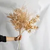 5ピース/ロットプラスチック製のブーケ造花ゴールデンカエデの葉フェニックステールフォグ偽の花の壁の結婚式の装飾の背景の家の装飾