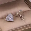 Schmuck Echt Sterling Silber Mädchen Birnenschliff Weißer Topas CZ Diamant Einfache Feine Party Frauen Hochzeit Herz Ohrstecker Geschenk