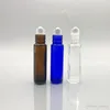 Bouteilles à roulettes épaisses de 1/3 Oz pour huiles essentielles, bouteilles à roulettes en verre ambré de 10 ml avec billes à roulettes en acier inoxydable