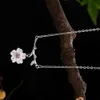 Fashionabla hänge halsband s925 sterling silver plommon blomma mönster mosaik rosa zircon halsband tillbehör valentins dag gåva potala007