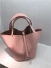 Hot Ins Fashion 18CM 22CM Bucket Totes Soft Cowhide Genuine leather Shoulder Bags lady Women Handbag wholesale High quality 01