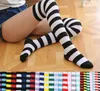 Fête de Noël femmes longues chaussettes rayées sur le genou cuisse chaussettes hautes bas pour Cosplay vêtements quotidiens contton Polyester 21 couleurs