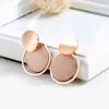 Wholesale-New trendy fashion luxury designer titanium rose gold geometric multi circles pendant stud earrings for woman