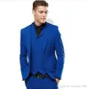 Ternos masculinos Brazers Custom Royal Blue Blue Wedding Prom Ternits 3 peças Melhor homem Bridegroom Smoking (casaco + calça + colete) feito para encomendar