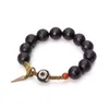 Armband aus schwarzem Obsidian mit 10 mm Strang, gemischte tibetische Perlen, Vintage-verarbeitetes Kupfer, Zen-Heilungsgebetsschmuck für Männer und Frauen2984649393