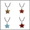 Maan Ster Hanger Ketting Mode-sieraden voor Vrouwen Mannen Meisje Gift Natuurlijke Kristal Kwarts Steen Turquoise Hart Charm Ketting met PU Leer Wax Touw Ketting