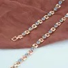 5MM 8 Color 50cm Women 585 Rose Gold Color Chain Cubic ZIrcon White Green Stonet Necklace