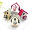 Christmas Colorful Painting Small Wood House Christmas Tree Hanging Decoration Festive Party Supplies Tree Decorations3377770