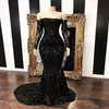black long shiny prom dress