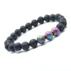 8MM colorido Lava Rock Beads Chakra pulseiras Energia de Cura Meditação Pedra Mala Pulseira Essencial Jóias Oil Difusor