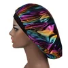 Femmes fille large Stretch Satin Beanie nuit casquettes de couchage Turban chapeau bandeau Bonnet soins des cheveux accessoires