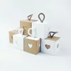 Wedding Candy Boxes DIY Retro Kraft Paper Square Packaging Box Love Heart Pattern Favor Gift Box