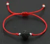 Envío Gratis 50 unids/lote piedra de Lava Natural negro rojo cuerda de hilo Briad pulseras de regalo de la suerte pulseras ajustables caliente