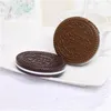 Miroirs de biscuits en sandwich au chocolat Mini miroir de maquillage de poche portable mignon avec peigne femmes filles forme de biscuit miroir cosmétique BH2546 TQQ