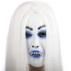 Yeduo Horrible Toothy Branco Longo Cabelo Fantasma Rosto Máscara de Látex Máscara de Halloween Partido Prop Traje Mus
