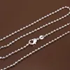 Catena di perline da 2 mm placcata in argento sterling 925 gratuita per donna da 16 a 24 pollici DC02 Top piatto in argento 925 Chiusure per aragosta Catene lisce Collane