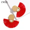 CWEEL Gelb Lange Quaste Ohrringe Für Frauen Ohrringe Modeschmuck Hängen Vintage Koreanische Aussage Kreis Runde Ohrringe