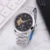 New Top Brand Mens Watches High Quality Large flywheel Mechanical movement Wristwatch luxury Fashion moon Phase men Steel belt wat203i