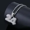 Mode lettres pendentif collier homme Hiphop bijoux Ice Out or argent Hip Hop collier marque bijoux