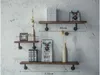 Wall shelf Retro Industrial Iron Art Decorative Storage Holders solid wood Bookshelves hanging of one-word