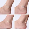 Pulseira de tornozelo de folha estrela para feminina pulverização de jóias de joias de pé pulseira de zircão embutido