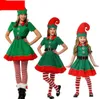 Costume de noël costume de lutin pour enfants cosplay festival parent-enfant adulte hommes et femmes costume de noël vert