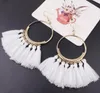 Серьги с кисточками Мода Creative Big Ring Fringe Ear Drop 16 Цветов Модные аксессуары ручной работы Богемный Серьги с кисточкой GB1004