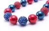 Rouge + bleu marine couleur enfant gros collier mode 4 juillet fille enfants Bubblegom perle gros collier mode fête cadeau