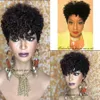 Kort sassy curl pixie klippt peruk kinky curly bob mänskliga hår peruker för kvinnor brasilianska remy 150 full densitet258z1384567