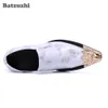 Batzuzhi mode hommes chaussures métal bout pointu chaussures habillées en cuir hommes blanc chaussures de fête de mariage hommes zapatos de hombre, grande taille