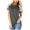 여름 여성 티셔츠 줄무늬 표범 인쇄 짧은 소매 풀오버 탑 티 레이디 레이디스 캐주얼 둥근 목 티 해변 셔츠 S3XL D217075702742