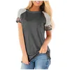 Summer Women T Shirt Striped Leopard Tryckt Kort ärm Pullover Tops Tee Ladies Casual Round Neck Tees Beach Shirt S3XL D217075702742