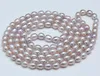 Ręcznie Wiązany 8-9mm Różowy Purpurowy Ryż Słodkowodny Kultura Pearl Naszyjnik 90 cm Biżuteria