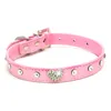 Rhinestone Pet Collar Pu Läder Collar och Leashes för hundkristall Diamant Puppy Pet Collar Choker Cat Halsband