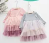 NEW Girl clothes Dresses Kids Boutique 3 Layers Mesh Patchwork dress Girl Elegant Sring Fall Long Sleeve Dress