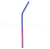 Rainbow Stainless Steel Straws 6mm 8.5inch 10.5inch Colorful Bent Straight Reusable Drinking Straws Metal Straw OOA6309